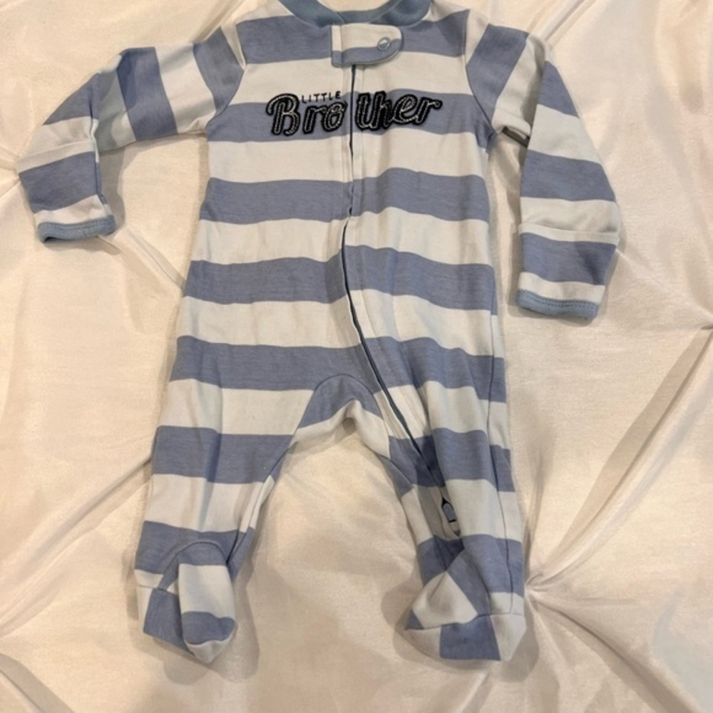 CARTERS Little Brother Blue Striped Kids One Piece SIZE NB